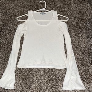 White bell sleeve crop top
